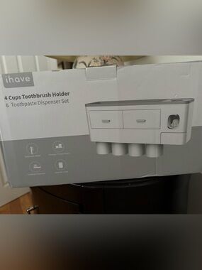 iHome 4-Cup Toothbrush Holder & Toothpaste Dispenser Set - White